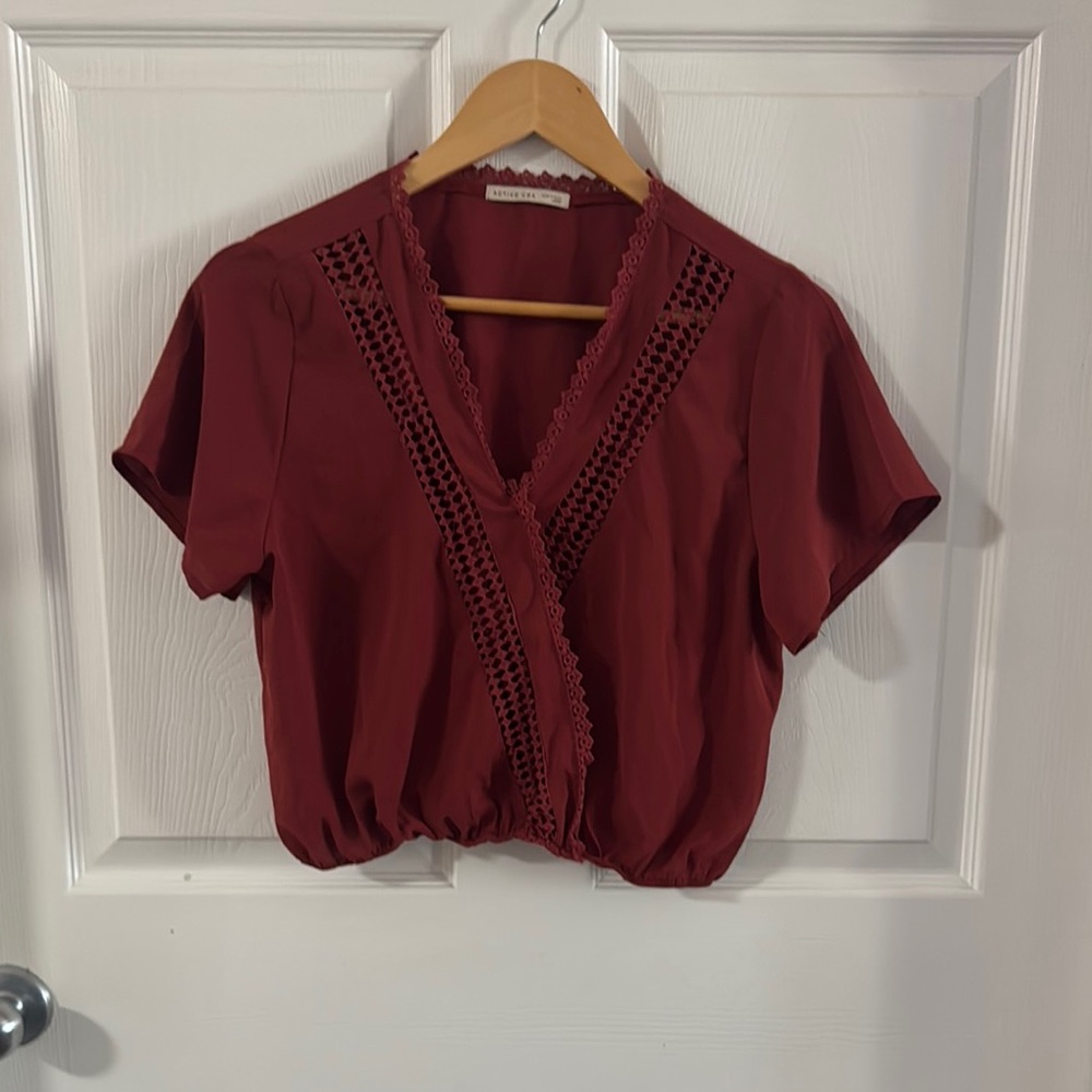 Forever 21 Red Wrap Ruched Blouse